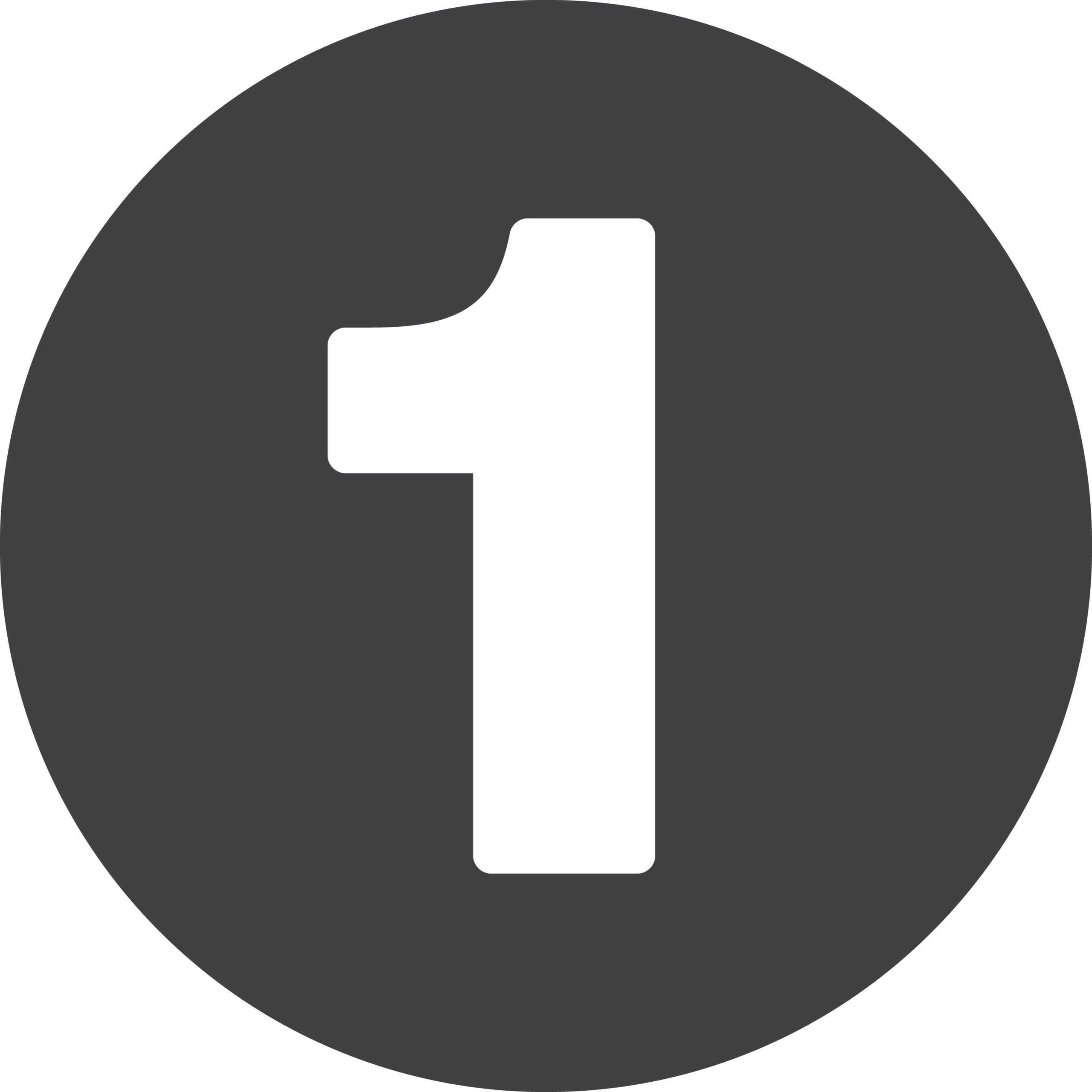 Number 1 flat icon, circular sign, round button one
